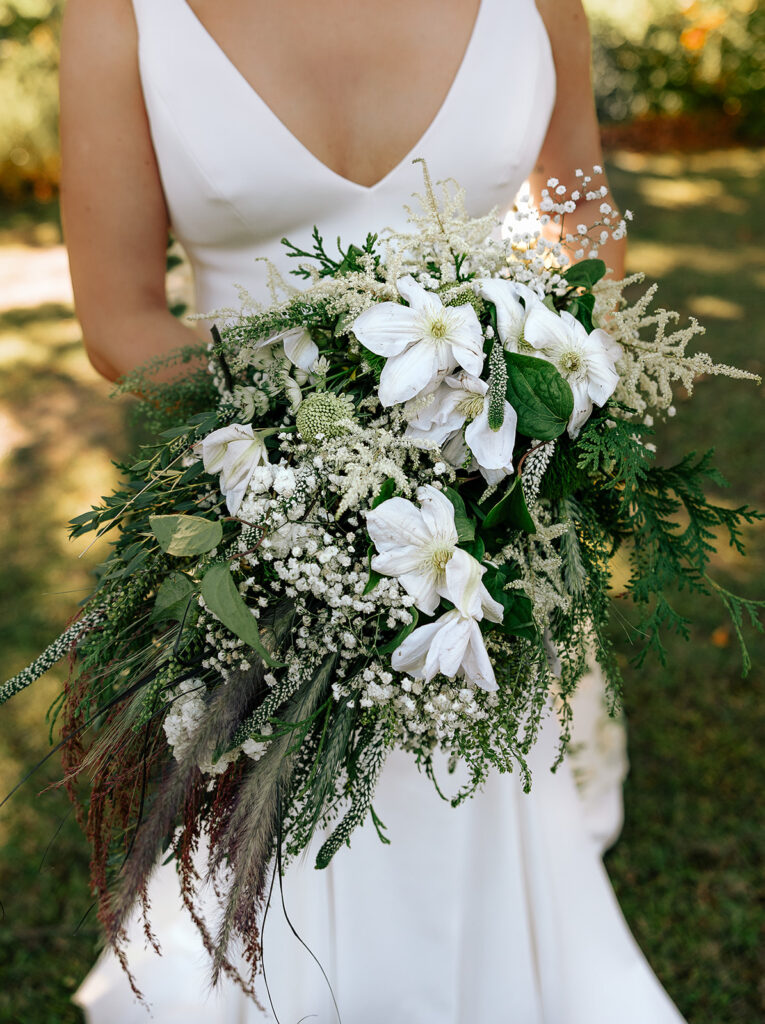 Bride's wedding bouquet photographed during a Door County wedding day