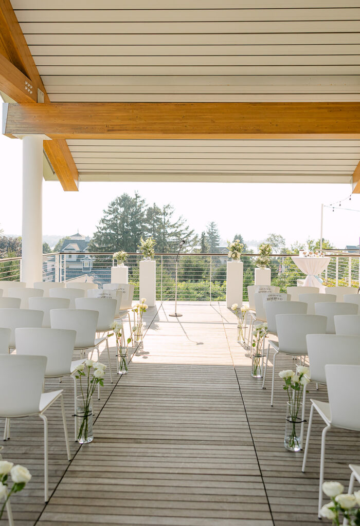 Wedding ceremony set up at Kress Pavilion in Door County